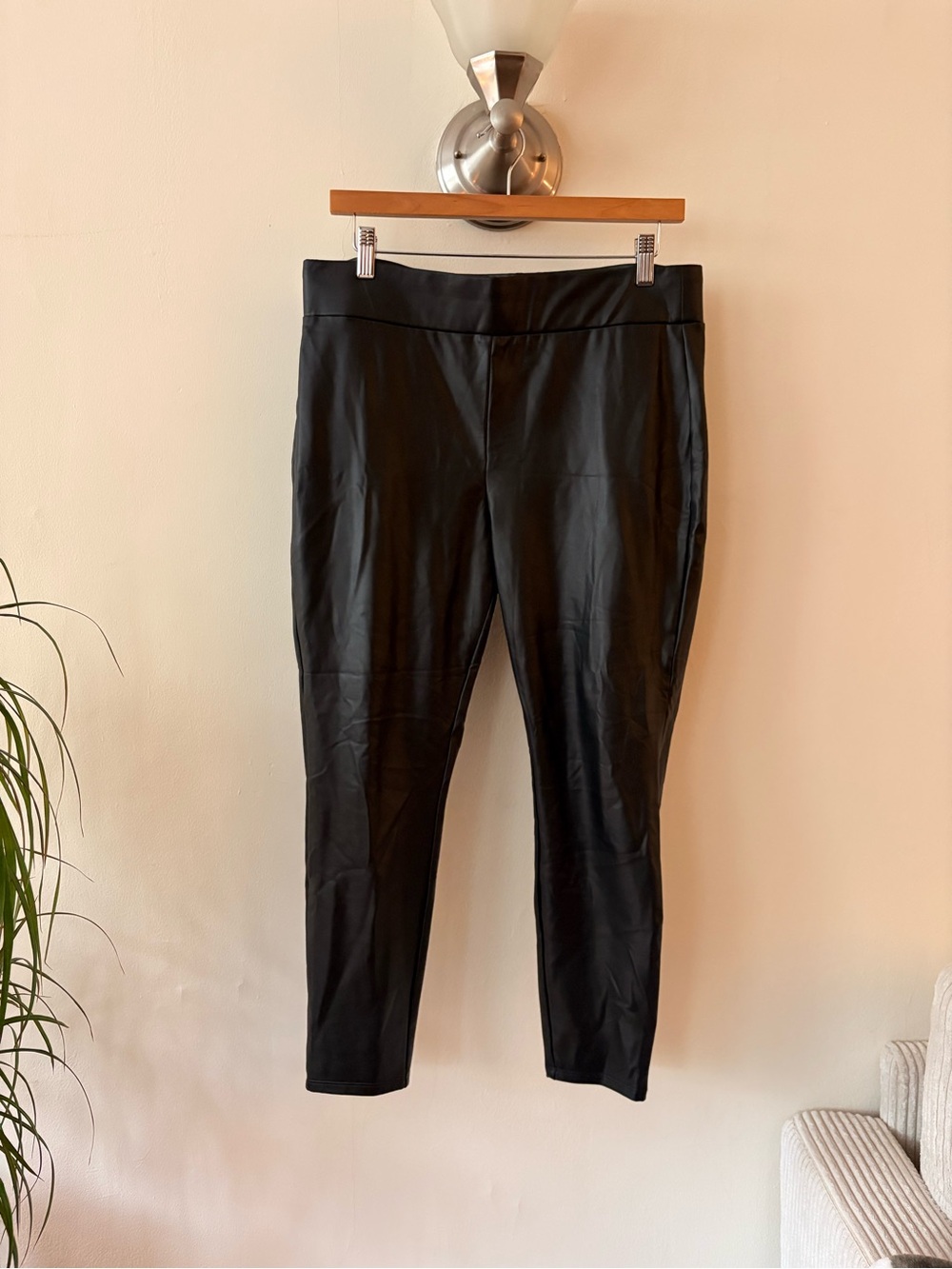 LOFT Black Faux Leather Leggings Pants